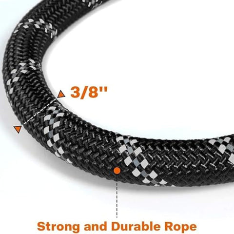 Black Reflective Rope Halter – Horse Head Collar with Reflective Trim