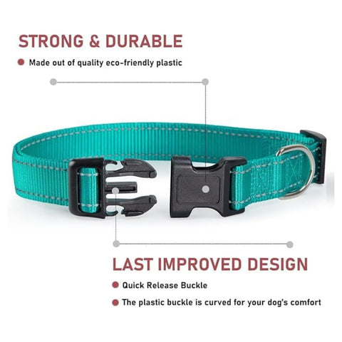 Reflective Nylon Dog Collar – Quick Release Nylon Collar