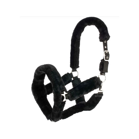 Black Horse Head Collar Equestrian Halter Mink Fleece Head Collar