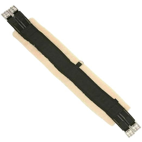 Black/Cream Horse Fleece Lined Padded Girth Synthetic Saddle Jumping Girth Equine Elasticated Ends Soft Faux Fur/Mink/Fleece lined
