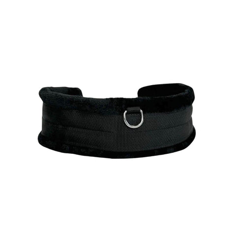 Black Horse Fleece Lined Padded Girth Synthetic Saddle Jumping Girth Equine Elasticated Ends Soft Faux Fur/Mink/Fleece lined