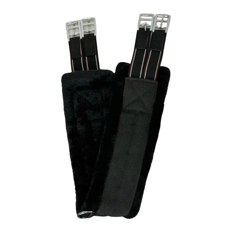 Black Fleece Lined Girth – Elasticated Horse Girth with Faux Fur