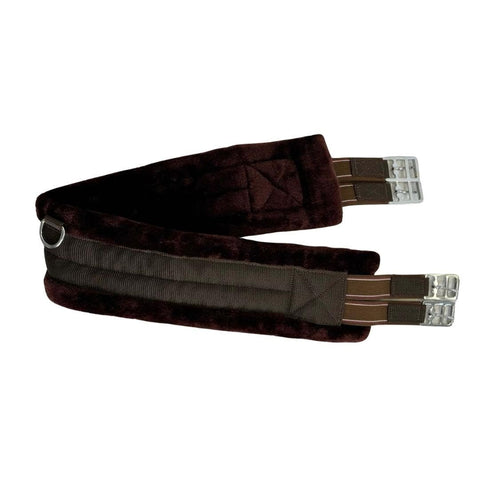 Brown Horse Fleece Lined Padded Girth Synthetic Saddle Jumping Girth Equine Elasticated Ends Soft Faux Fur/Mink/Fleece lined