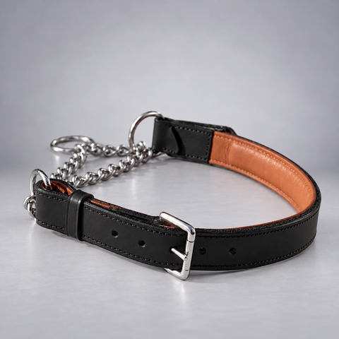 Half Check Dog Collar – 1" Wide Padded Dog Choke Chain Collar