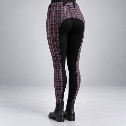Women’s Check Jodhpurs – Stretch Riding Pants with Self Seat