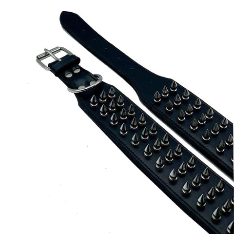 Leather Dog Collar with Silver Spike Studs for Big Dogs