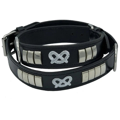 Leather Dog Collar – 1.5" Brass Studded Collar for Staffies