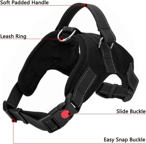 Black Dog Harness No Pull For Small Medium Large Dogs Anti Pull Strong And Adjustable