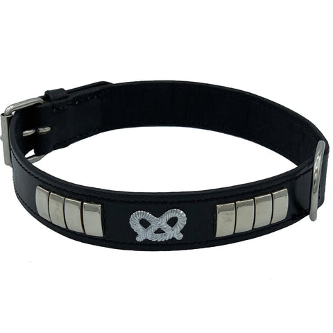 Leather Dog Collar – 1.5" Brass Studded Collar for Staffies