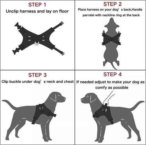 Black Dog Harness No Pull For Small Medium Large Dogs Anti Pull Strong And Adjustable