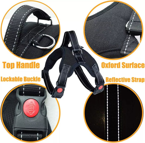 Black Dog Harness No Pull For Small Medium Large Dogs Anti Pull Strong And Adjustable