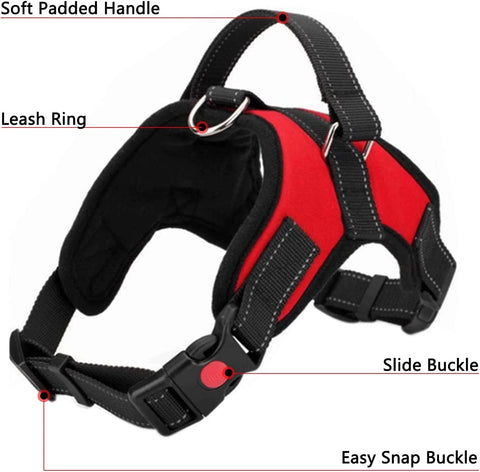 Red Dog Harness No Pull For Small Medium Large Dogs Anti Pull Strong And Adjustable