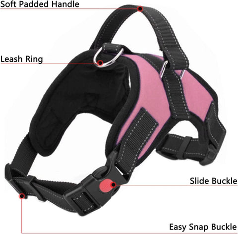 Pink Dog Harness No Pull For Small Medium Large Dogs Anti Pull Strong And Adjustable