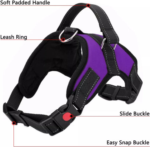 Purple Dog Harness No Pull For Small Medium Large Dogs Anti Pull Strong And Adjustable